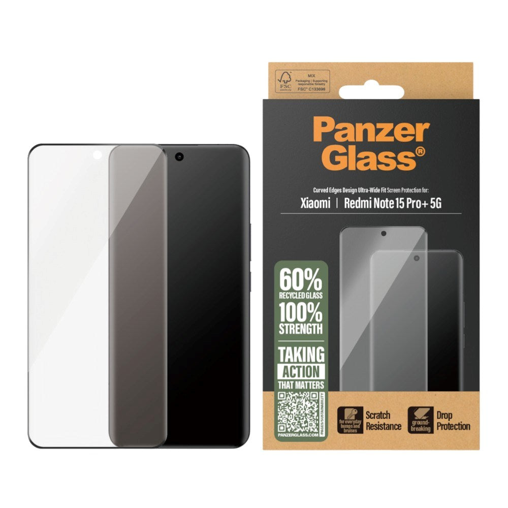 Xiaomi Redmi Note 15 Pro+ (Plus) PanzerGlass Screen Protector Glass - Ultra Wide Fit - Transparent