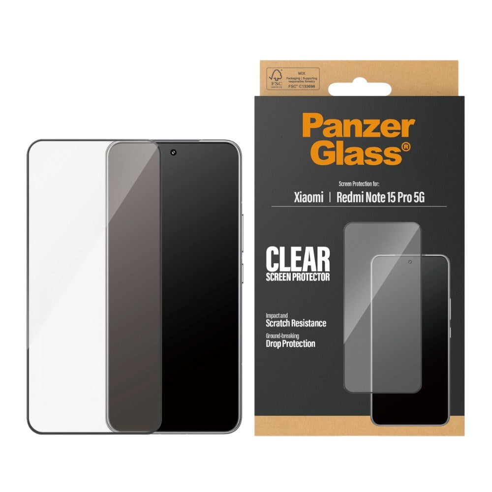 Xiaomi Redmi Note 15 Pro (5G) PanzerGlass Screen Protector Glass - Ultra Wide Fit - Transparent