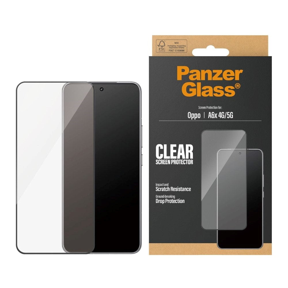 OPPO A6x PanzerGlass Screen Protector Glass - Ultra Wide Fit with EasyAligner - Transparent