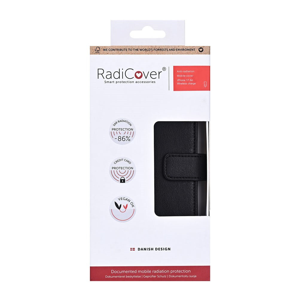 RadiCover iPhone Air Anti Radiation Faux Leather Flip Case with Wallet - Black