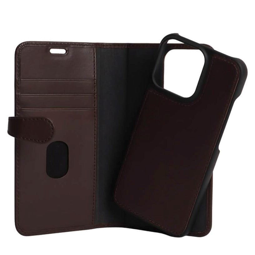 iPhone 13 Pro Buffalo 2-in-1 Wallet Genuine Leather Magnet Wallet Case - Brown