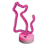 Forever Light Neon Decoration w. Foot LED - Pink Light w. Cat