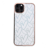 iPhone 13 Pro Hybrid Plastic Case w. Holographic Print - Hearts Motif - Transparent