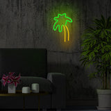 NEOLIA LED Neon Sign - Green and Yellow Light w. Palm