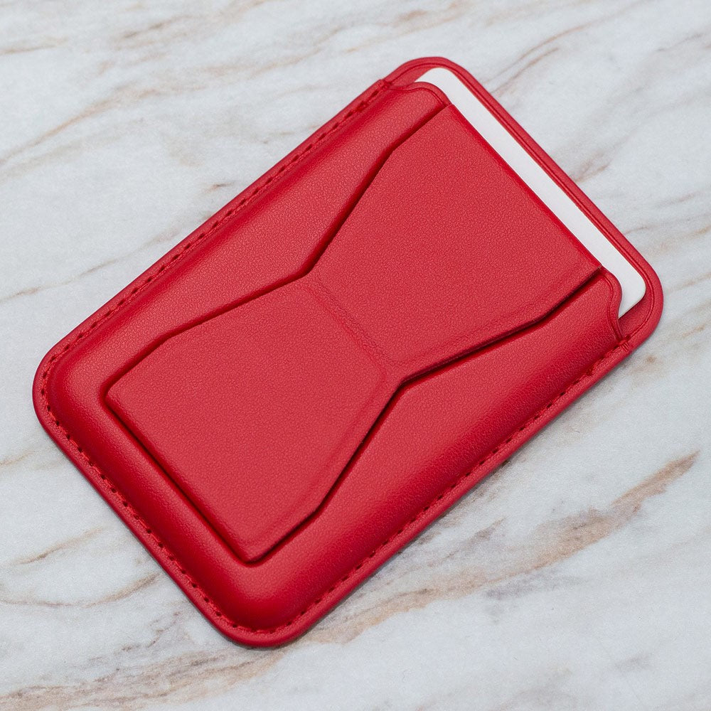 Leather Card Holder w. Standing Function - Red