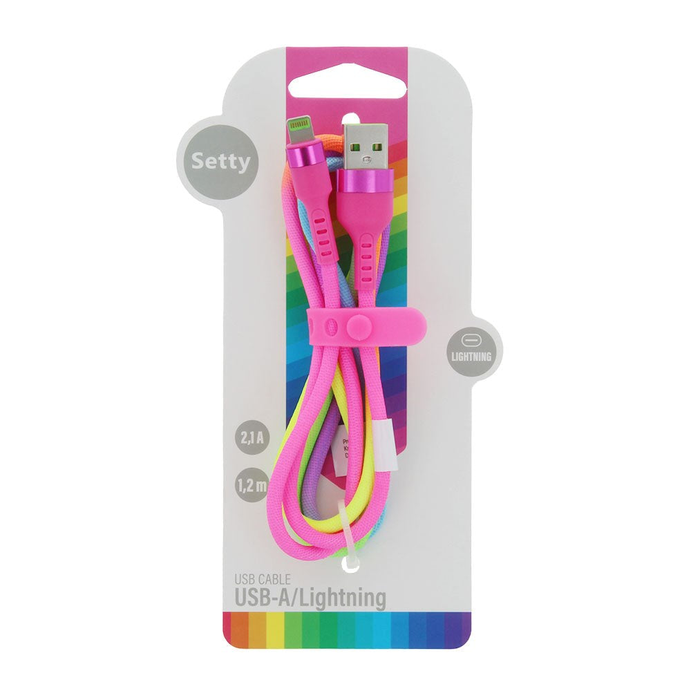 Lightning Cable 10 W from Setty - 1.2 m. - Rainbow