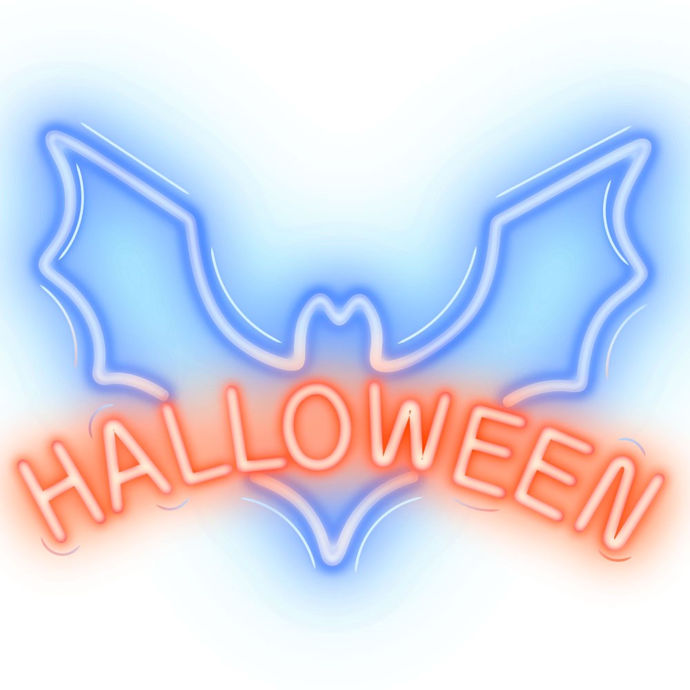 Neolia LED Neon Sign Halloween - Red and Blue Light w. Bat