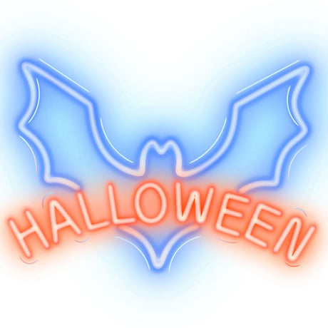 Neolia LED Neon Sign Halloween - Red and Blue Light w. Bat