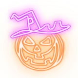 Neolia LED Neon Sign Halloween - Orange and Purple Light with Pumpkin