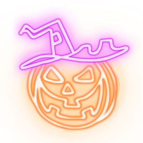 Neolia LED Neon Sign Halloween - Orange and Purple Light with Pumpkin