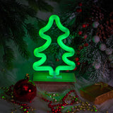 Forever Light Neon Christmas Decoration with Wooden Base LED - Green Light with Christmas Tree