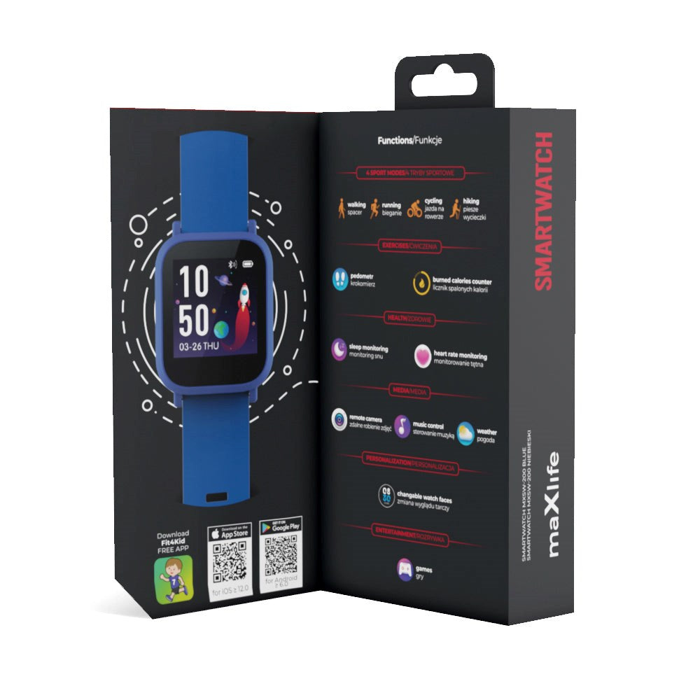 Maxlife MXSW-200 Smartwatch w. Heart Rate Monitor & Waterproof - Blue