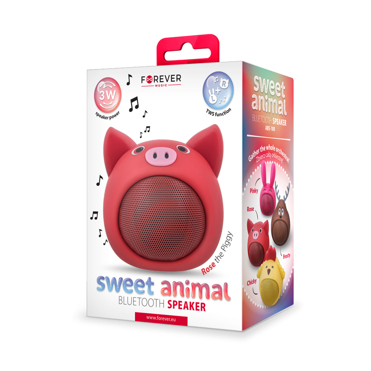 Forever Animal Bluetooth Speaker - Red Pig