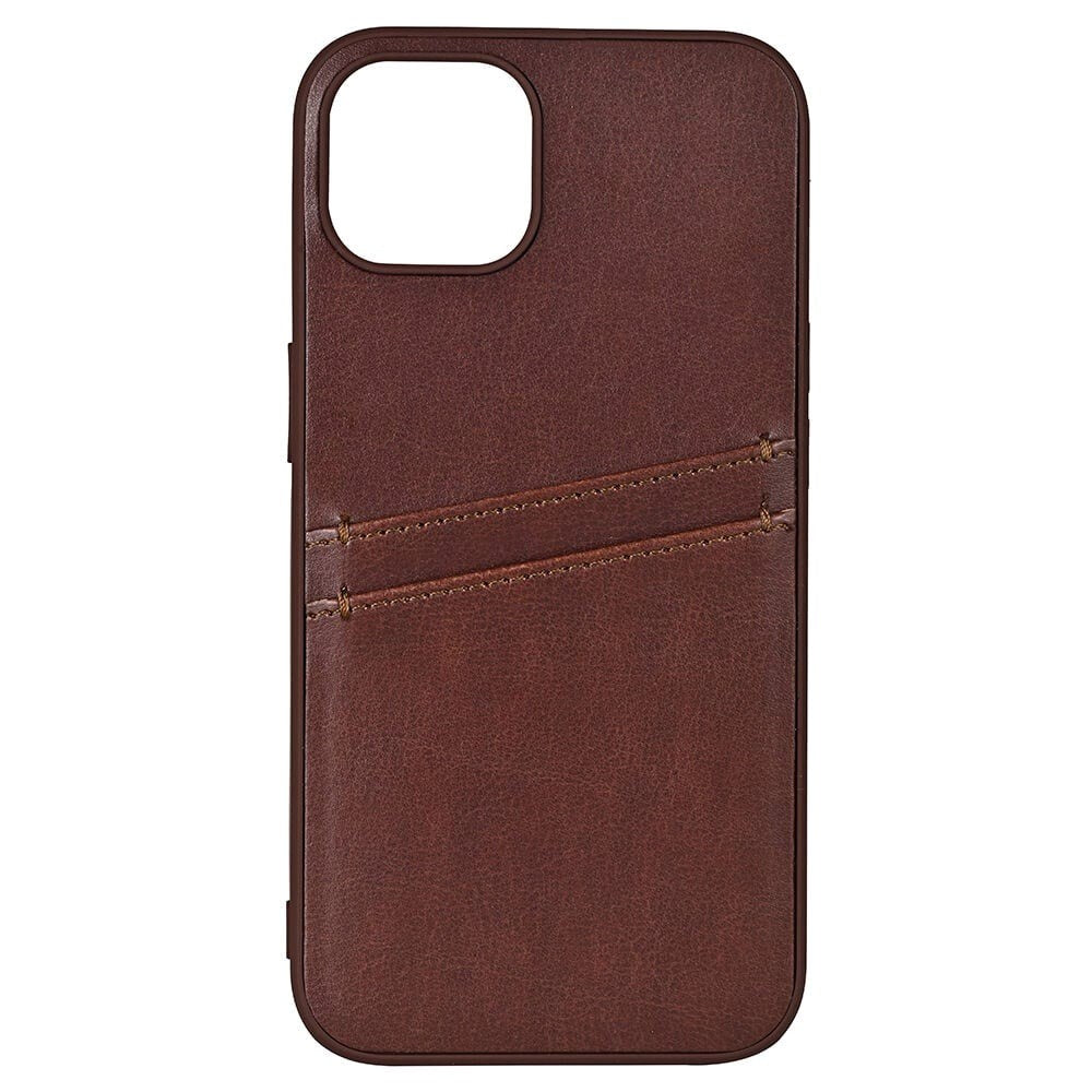 iPhone 13 Buffalo Genuine Leather Case with Card Pocket - Brown