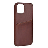 iPhone 13 Mini Buffalo Genuine Leather Case with Card Pocket - Brown