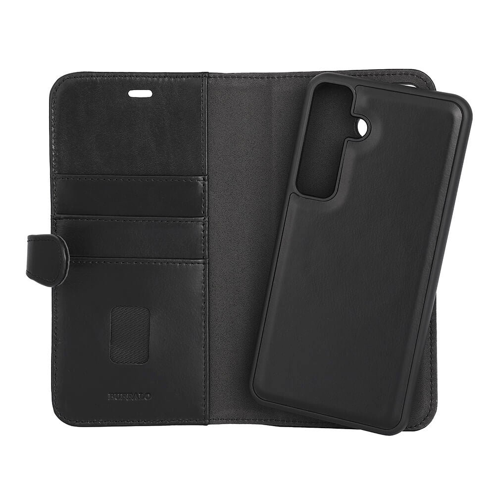 Samsung Galaxy S24+ (Plus) GEAR Buffalo 2-in-1 Wallet Genuine Leather Magnet Flip Case with Wallet - Black