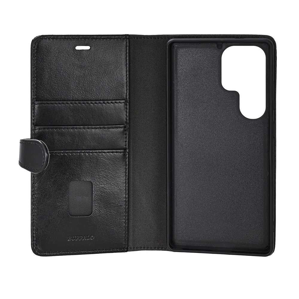 Samsung Galaxy S25 Ultra GEAR Buffalo 2-in-1 Wallet Real Leather Magnet Flip Case with Wallet - Black