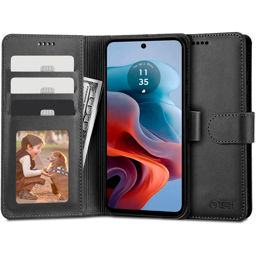 Motorola Moto G34 Tech-Protect Flip Case with Wallet - Black