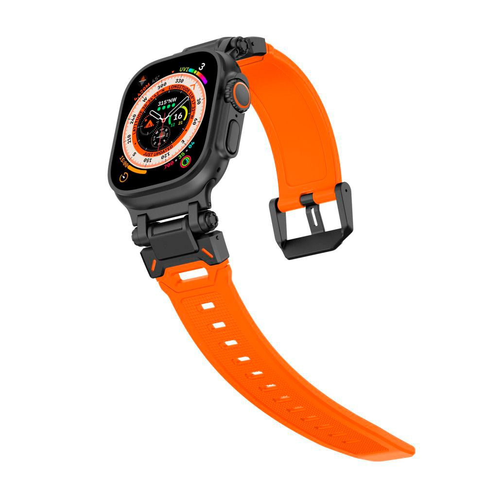 Tech-Protect Apple Watch (42/44/SE/45/46/49mm) Delta Pro Silicone Strap - Black / Orange