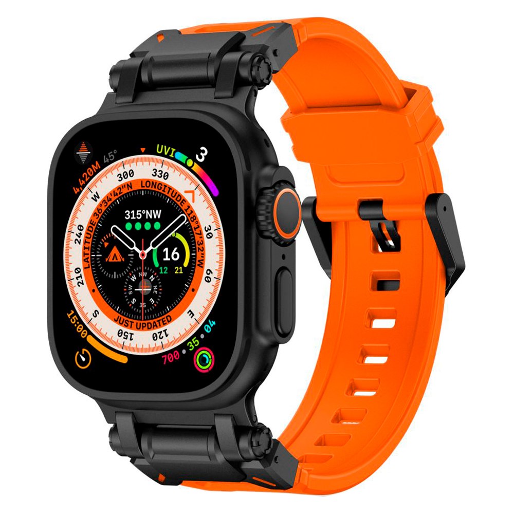 Tech-Protect Apple Watch (42/44/SE/45/46/49mm) Delta Pro Silicone Strap - Black / Orange