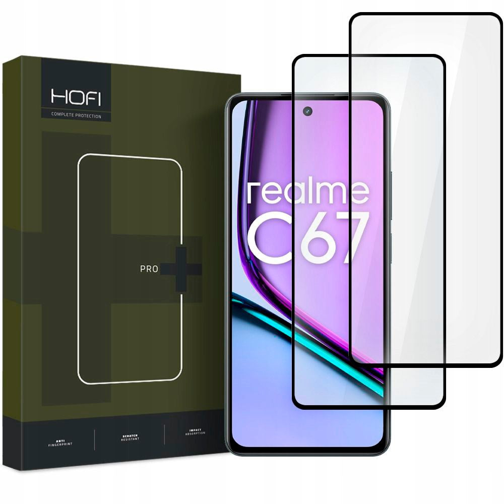 Realme C67 (4G) Hofi Glass Pro+ Screen Protector - Case Friendly - 2-Pak - Black Edge