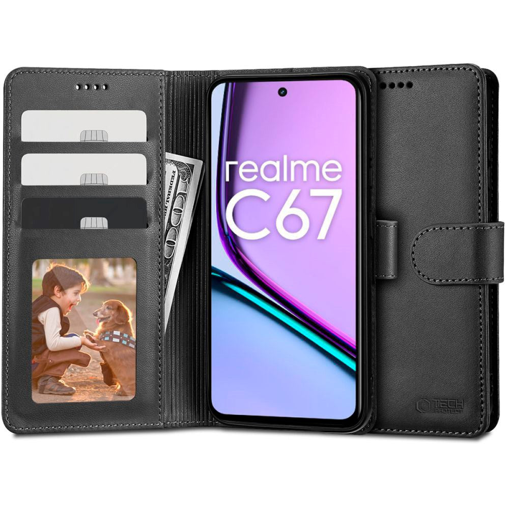 Realme C67 (4G) Tech-Protect Flip Case with Wallet - Black