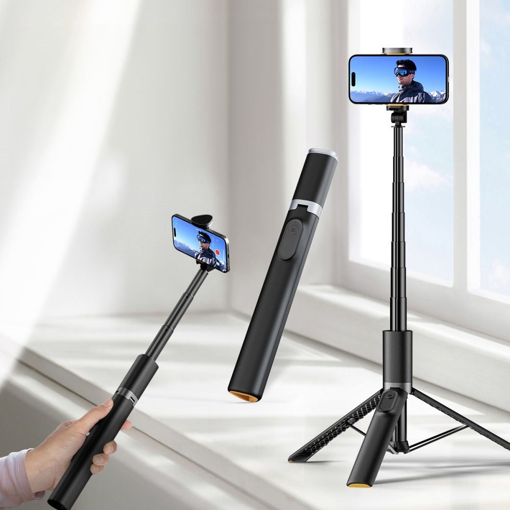 L07S Tech-Protect Selfie Stick w. Tripod & Bluetooth - Black