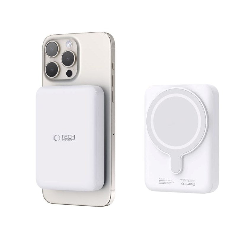 Tech-Protect LifeMag Wireless Powerbank 10000 mAh - MagSafe Compatible - White