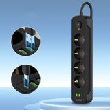Tech-Protect Multifunctional Power Strip with 4 x Outlets / 2 x USB-A / 1 x USB-C - 2m - Black