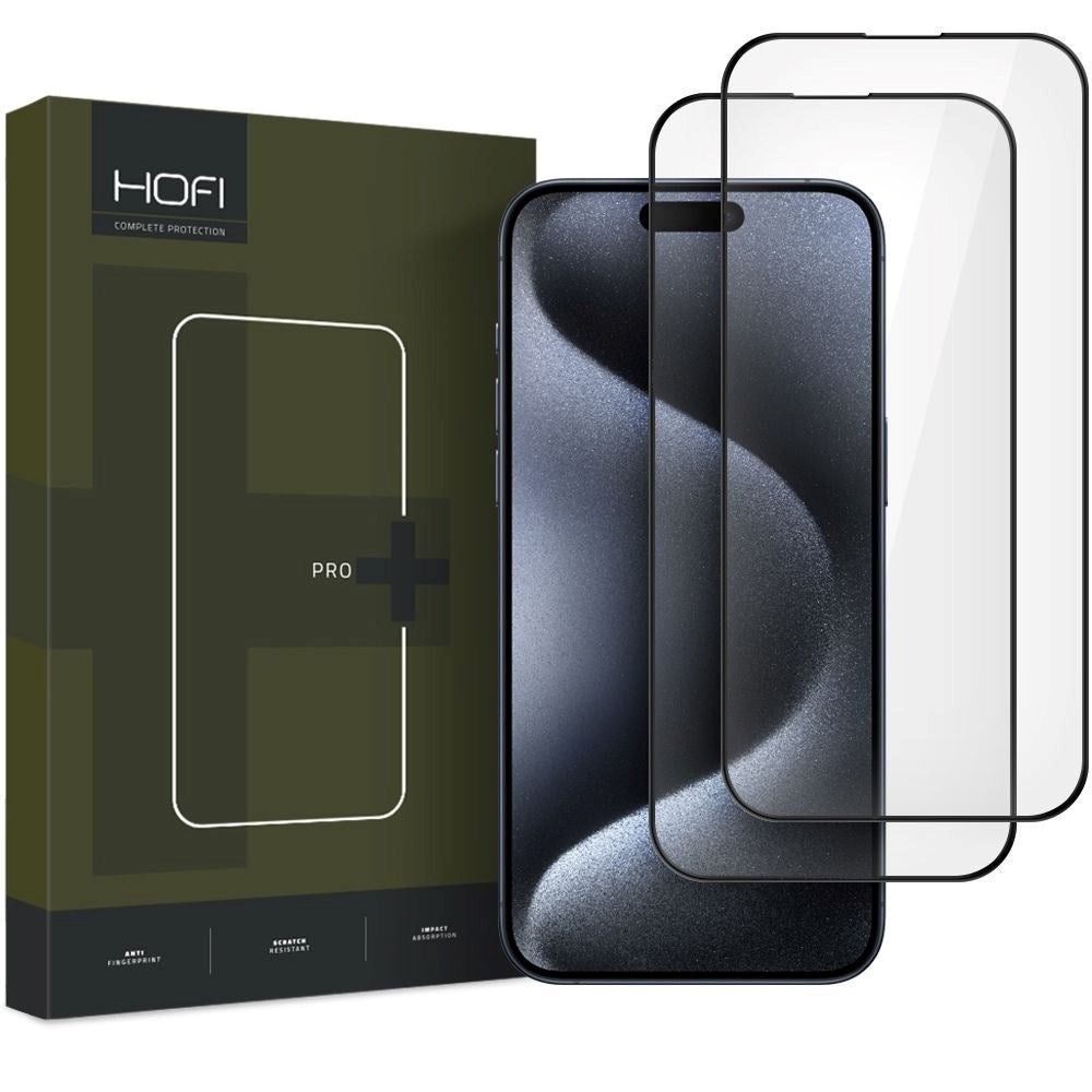 iPhone 16 Hofi Glass Pro+ Screen Protector - Case Friendly - 2-Pak - Black Edge