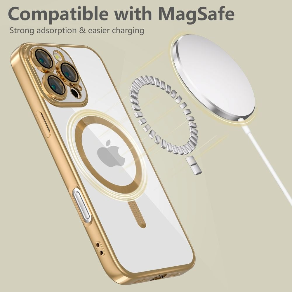 iPhone 16 Pro Tech-Protect Magflex Case - MagSafe Compatible - Transparent / Gold