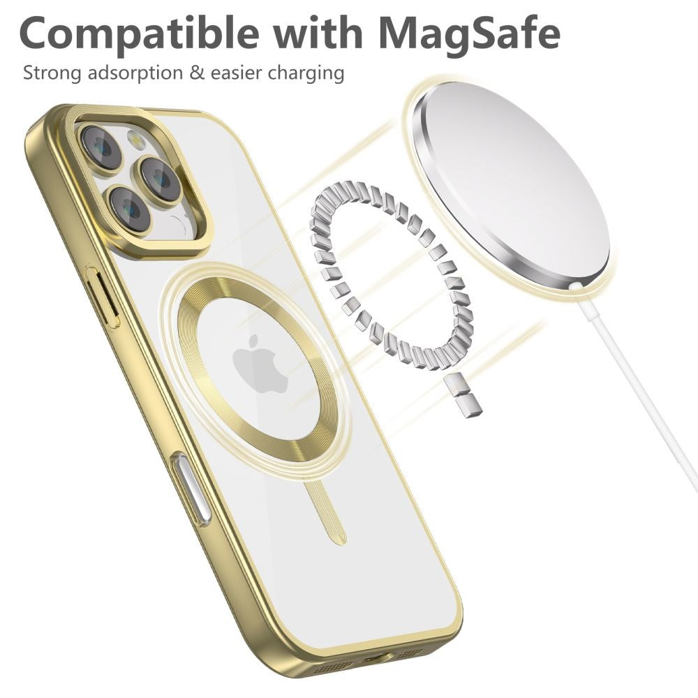 iPhone 16 Pro Tech-Protect Magflex Case - MagSafe Compatible - Transparent / Satin Gold