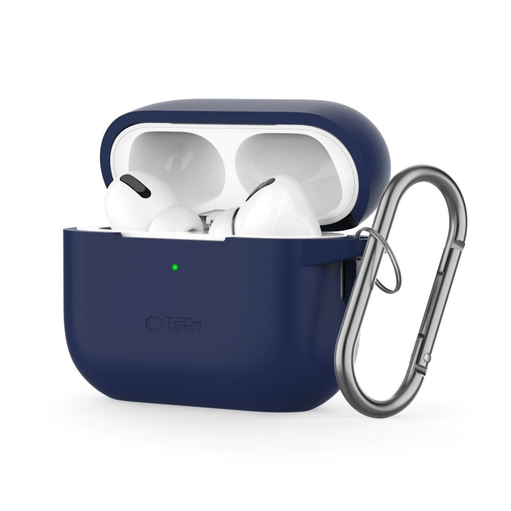 Tech-Protect Apple AirPods Pro (1st & 2nd Gen) Silicone Case with Carabiner Hook - Dark Blue