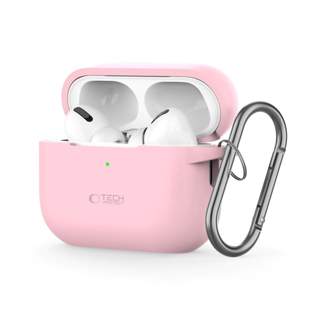 Tech-Protect Apple AirPods Pro (1st & 2nd Gen) Silicone Case with Carabiner Hook - Pink