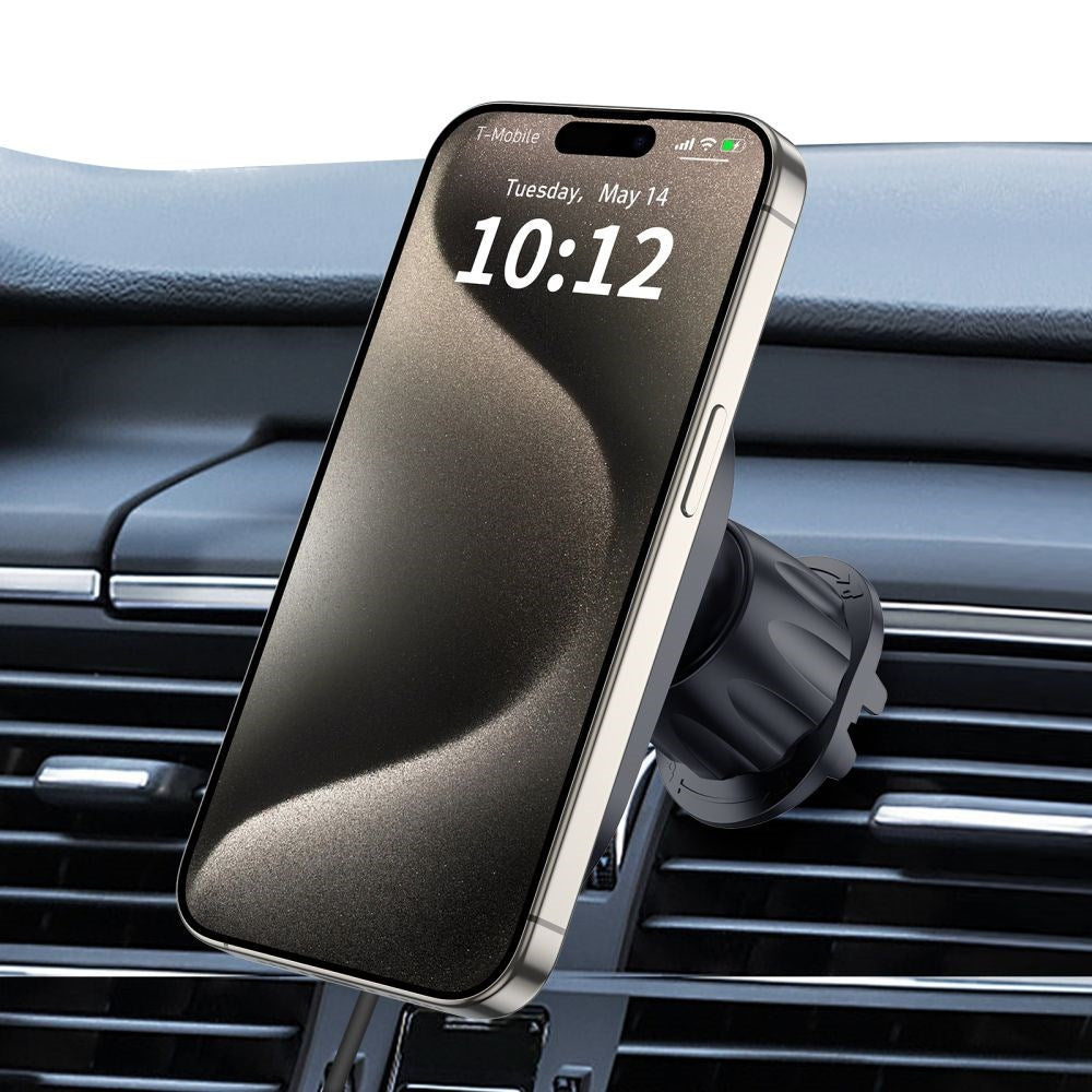 Tech-Protect Magnetic Phone Holder for Car with Wireless Charging and USB-C to USB-C Cable - MagSafe Compatible - Black