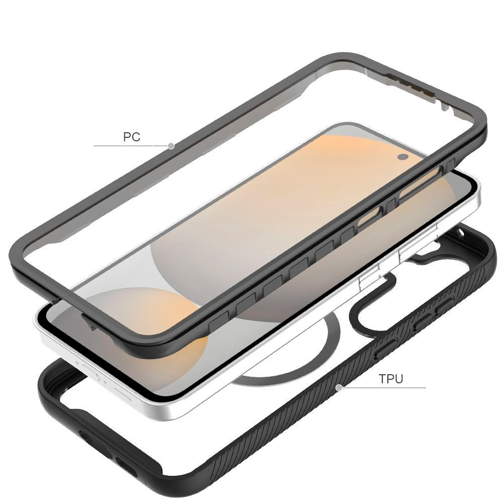 Samsung Galaxy S25 Tech-Protect Defense Hybrid Case - MagSafe Compatible - Transparent / Black