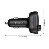 Tech-Protect Car Charger w. USB-A & USB-C / FM Bluetooth Transmitter - Black
