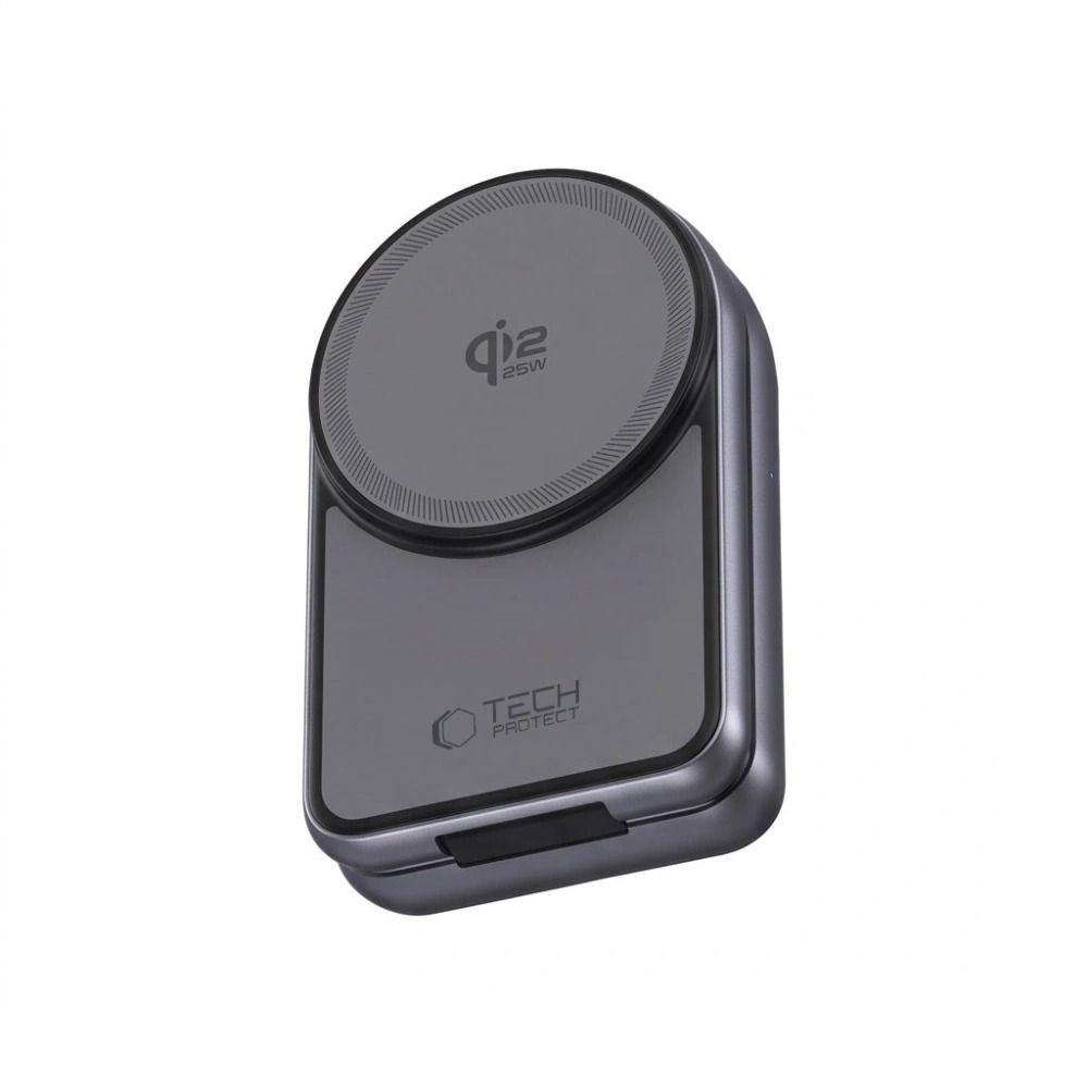 Tech-Protect A53 3-in-1 25W Wireless Charger: Smartphone & Smartwatch & Earphones - MagSafe / Qi2 Compatible - Dark Grey
