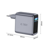 4-i-1 Wall Charger 140W w. 1x USB-A and 3x USB-C Tech-Protect PowerVision NC140W-GaN - Grey
