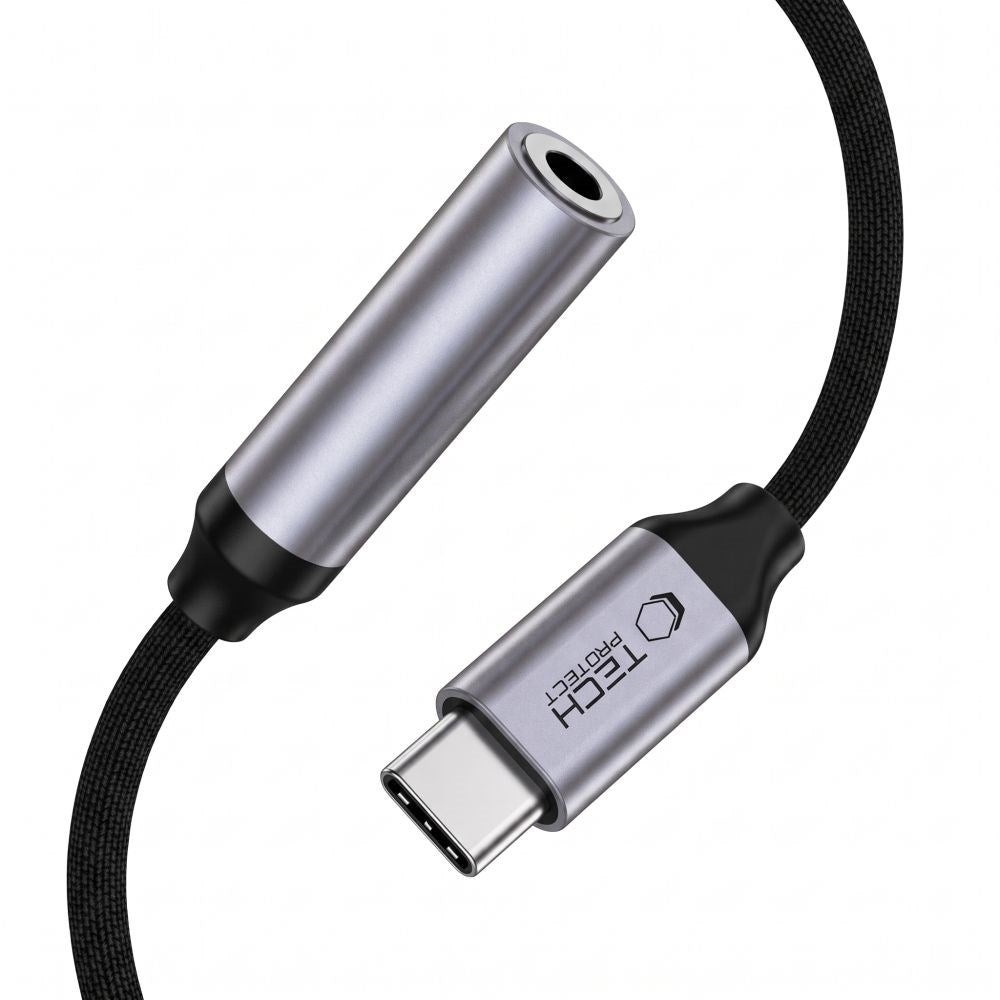 USB-C to Mini Jack 3.5mm DAC Adapter Tech-Protect UltraBoost - Grey