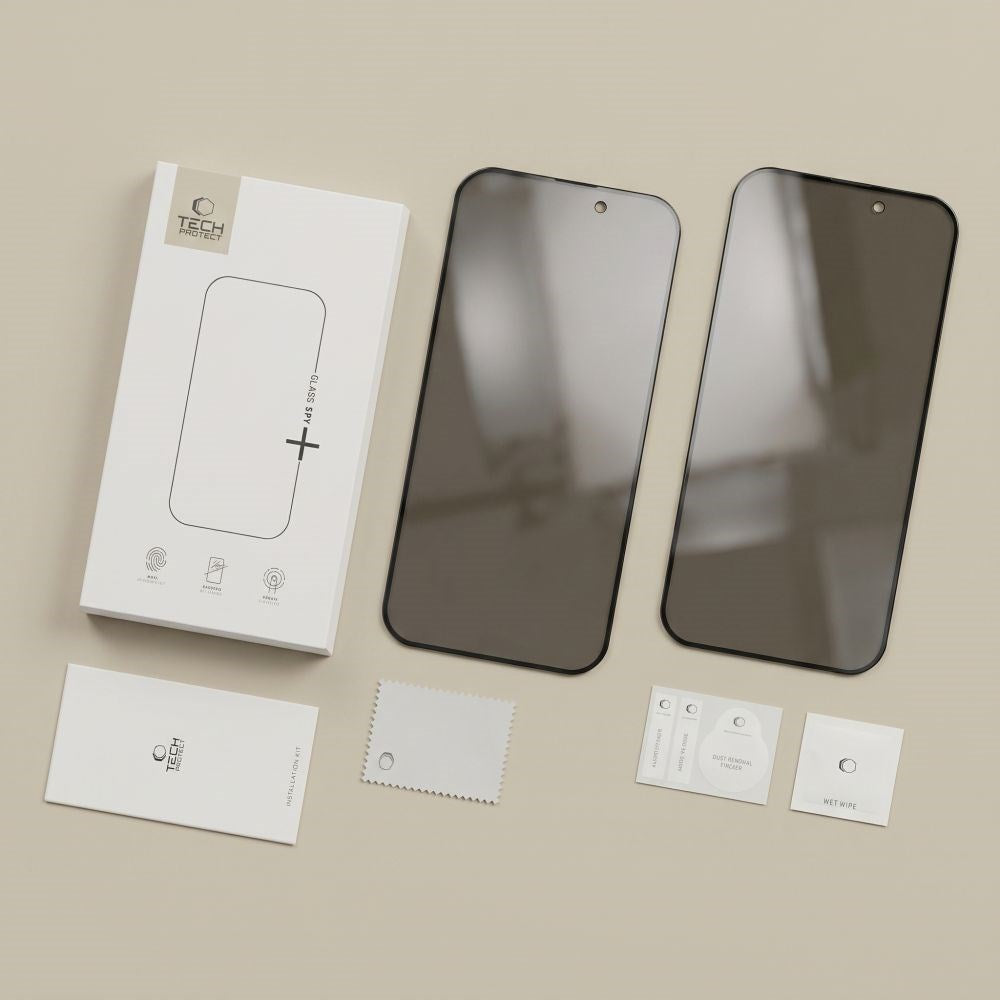 iPhone 18 Pro Tech-Protect Tempered Glass Screen Protector - Privacy Function - 2 Pcs. - Transparent