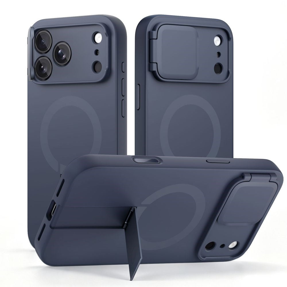 iPhone 18 Pro / 17 Pro Tech-Protect Kevlar Aura Case w. Stand Function and Cam Slider - MagSafe Compatible - Blue