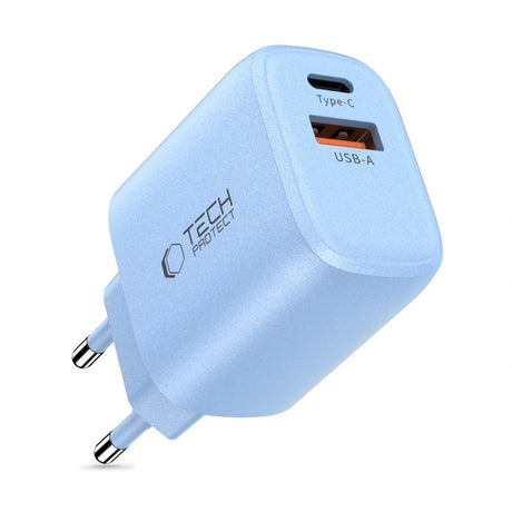Tech-Protect NCA20 Wall Charger with 20W - 1 x USB-A & 1 x USB-C - Blue