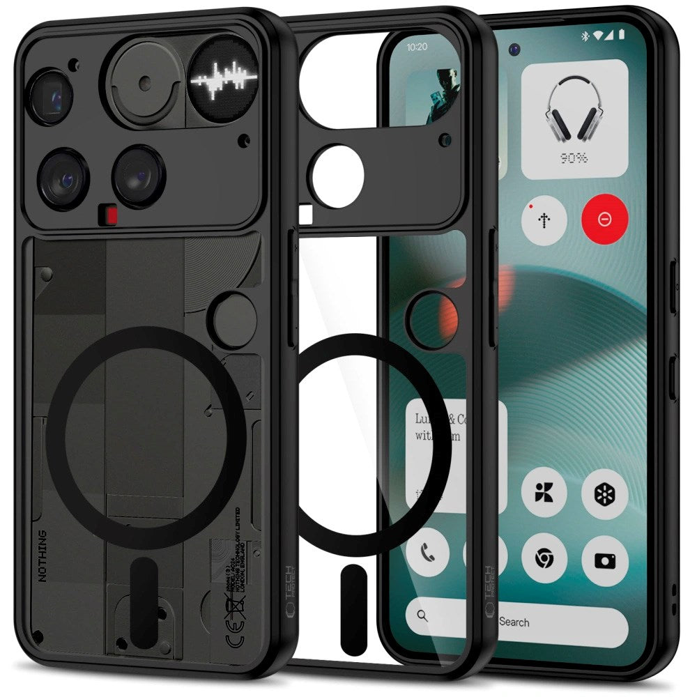 Nothing Phone (3) Tech-Protect MagMat Hybrid Case - MagSafe Compatible - Transparent / Black