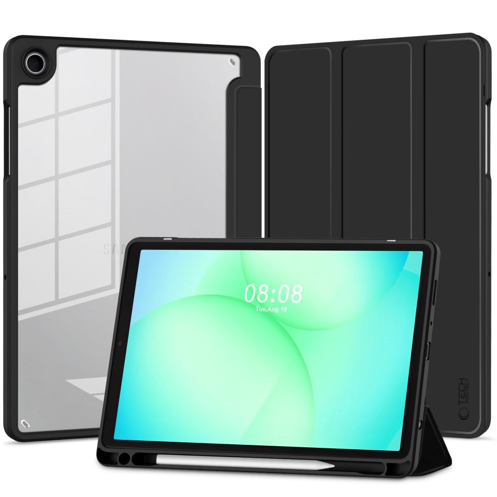 Samsung Galaxy Tab A11 / A9 Tech-Protect SC Pen Hybrid Flip Case w. Stylus Holder - Black / Transparent