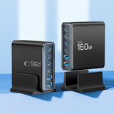 Tech-Protect 160W GaN Desktop Charger with 2 x USB-A & 4 x USB-C – Black