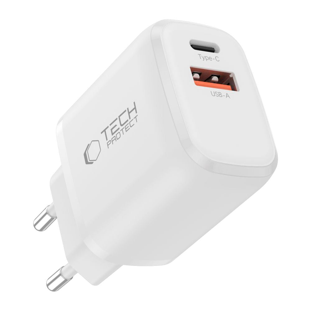 Tech-Protect 45W Wall Charger with 1 x USB-C & 1 x USB-A - White