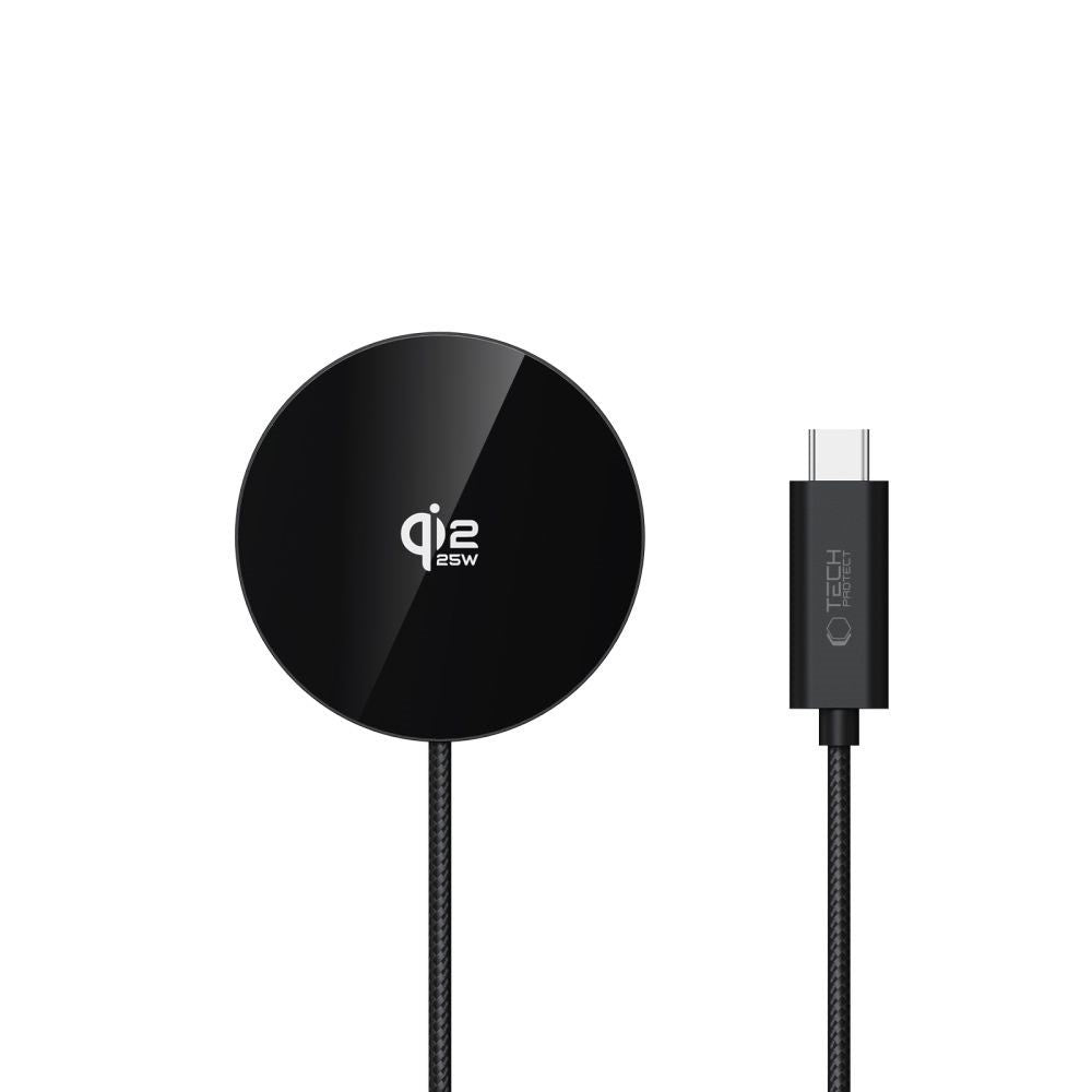 Tech-Protect 25W Qi2 Magnetic Wireless Charger - MagSafe Compatible - Black