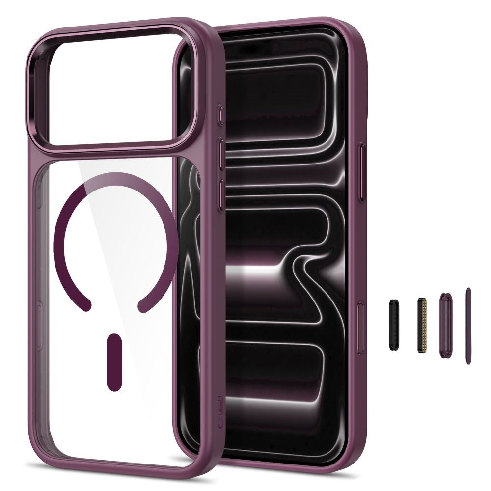 iPhone 18 Pro / 17 Pro Tech-Protect MagMat Case - MagSafe Compatible - Transparent / Red