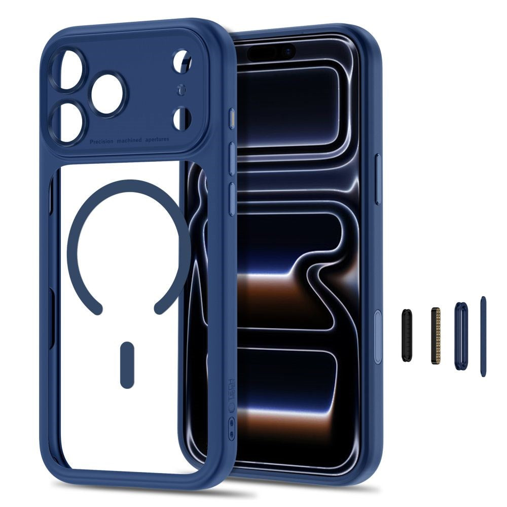 iPhone 18 Pro Max / 17 Pro Max Tech-Protect MagPeak Case - MagSafe Compatible - Dark Blue / Transparent